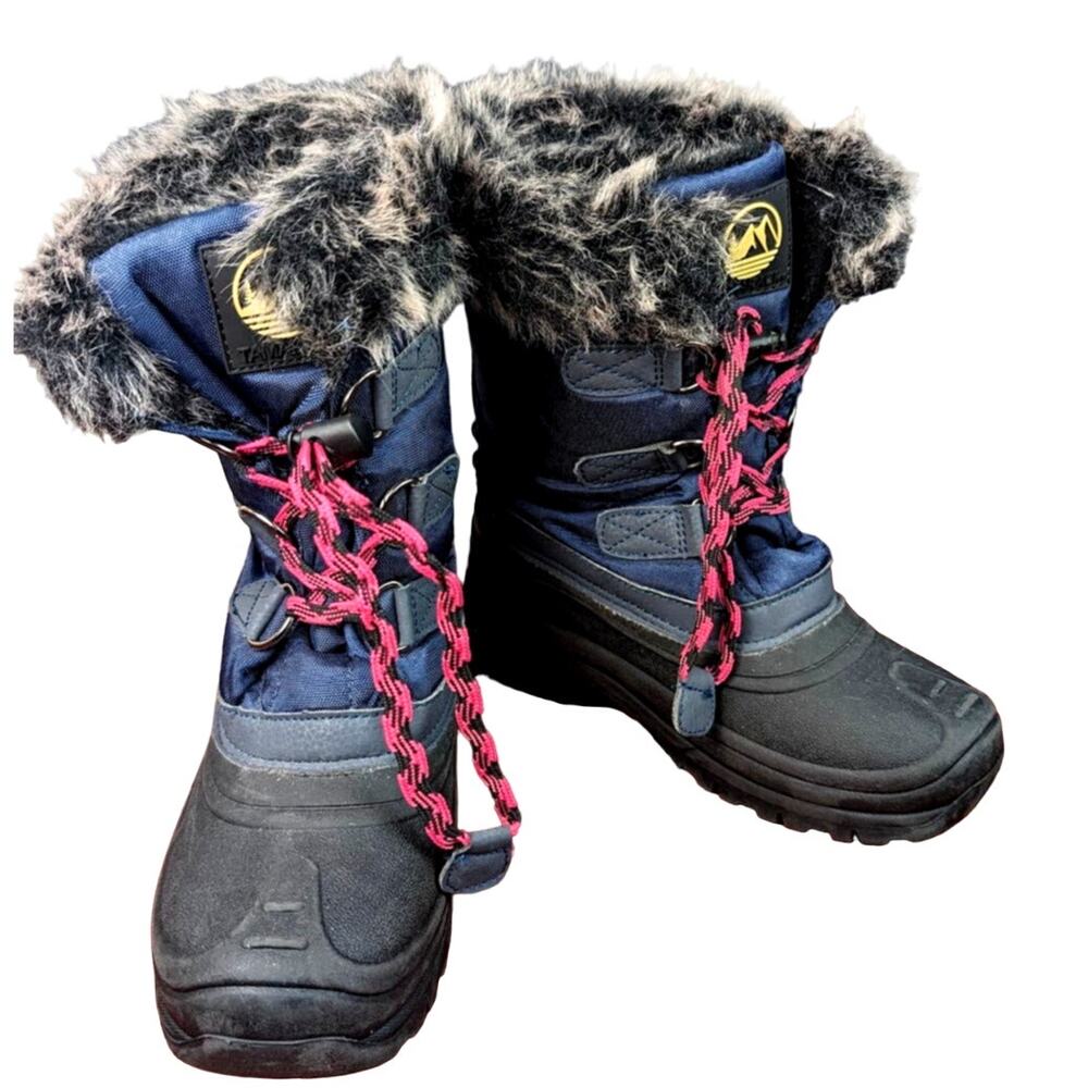 Tamarack Youth Girls Snow Winter Boots‎ Fur Lined Lace Up Water Resistant Size 4